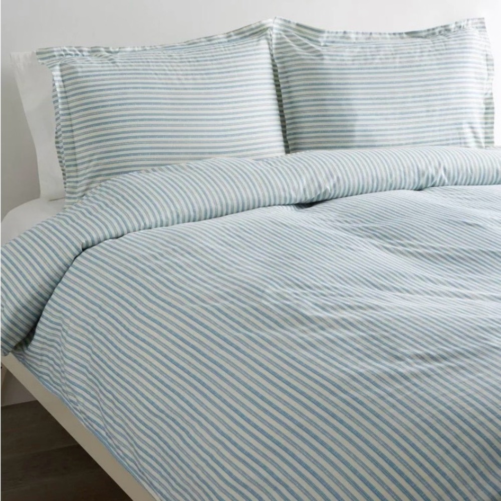 Printed Design Cotton Collection 400 Thread Count Navy Bamboo Strip Duvet Set Qn